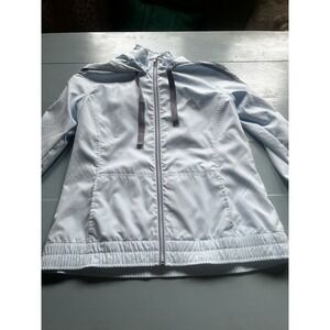 Vintage Y2K adidas women's hooded windbreaker jacket (circa 2008)